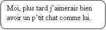 Rectangle  coins arrondis: Moi, plus tard jaimerais bien avoir un ptit chat comme lui.